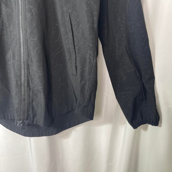 Adidas women's medium jacket light weight black zip front hooded gray pattern - Picture 8 of 16